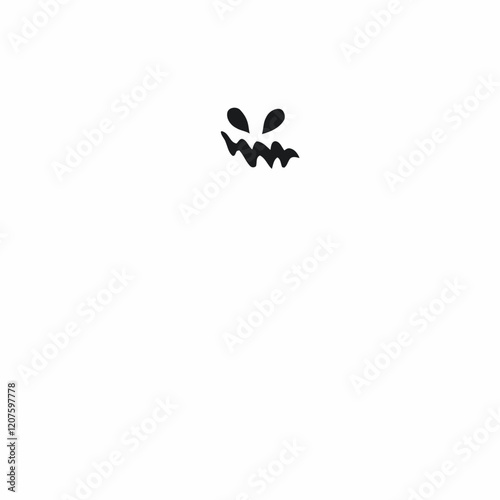 Spooky Minimalist Ghost Face: A simple yet chilling minimalist design featuring a ghost face, perfect for Halloween or spooky themed projects. photo