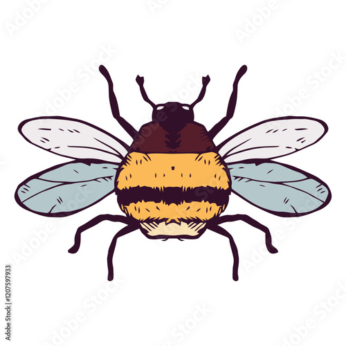 Busy Bee Illustration: A detailed illustration of a bumblebee, showcasing its fuzzy body, striped abdomen, and translucent wings.