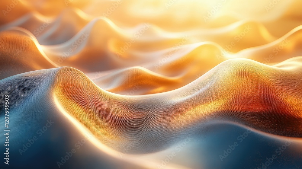 Fototapeta premium Golden Hour Abstract Waves: A Serene Digital Landscape
