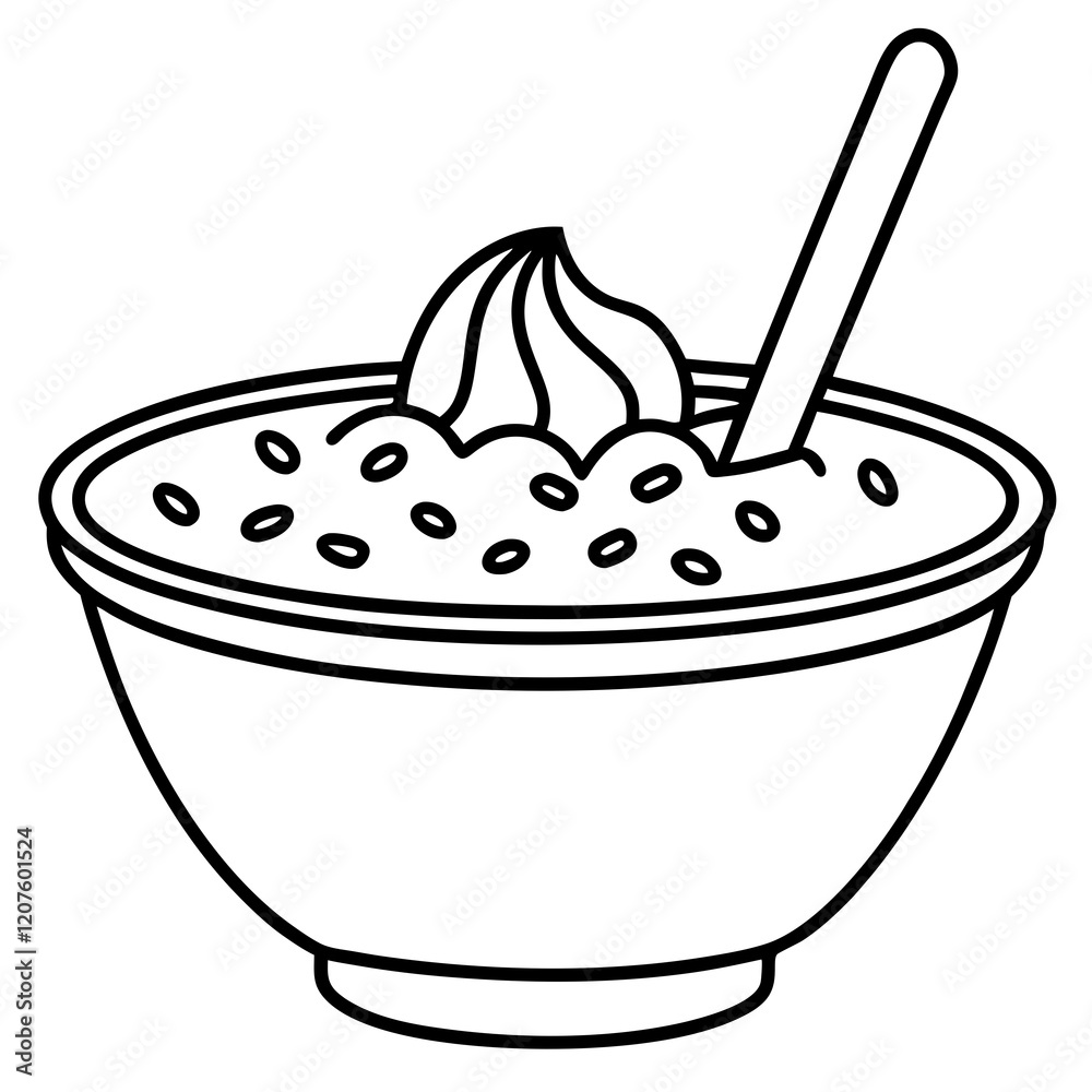 Vector Line Art Smoothie Bowl Illustration Vector Line Art Smoothie Bowl Illustration
