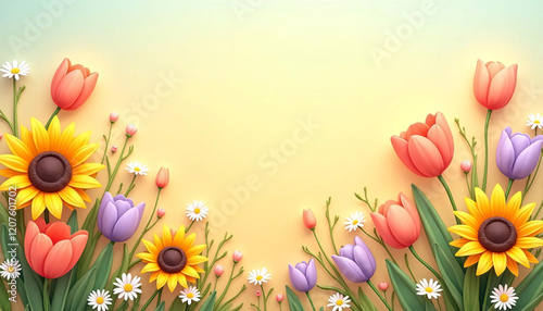 Sunflowers Tulips and Daisies A Whimsical Spring Floral Arrangement