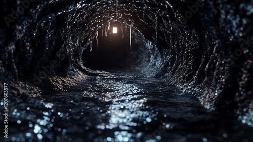 Dark Mysterious Cave Tunnel: Journey into the Unknown