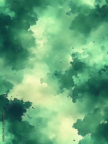 Abstract green watercolor wash background.