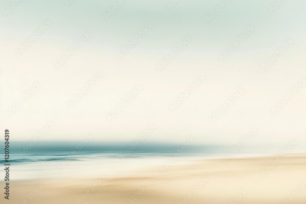 A serene shoreline awaits at dawn, where delicate waves softly touch the sand. The muted colors of beige and blue create a calming atmosphere, inviting relaxation A serene shoreline awaits at dawn, where delicate waves softly touch the sand. The muted colors of beige and blue create a calming atmosphere, inviting relaxation