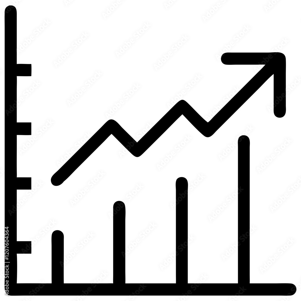 Growth chart icon symbolizing business progress and analytics in marketing and finance