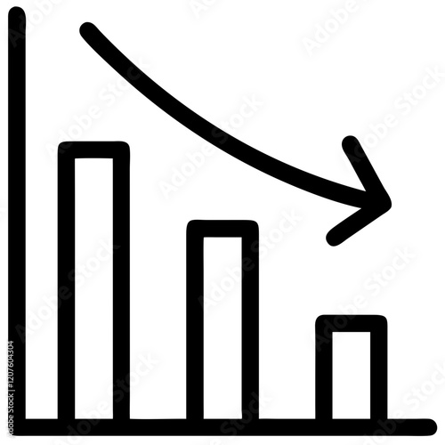 Declining graph icon representing risk reduction and cost management in business and finance photo