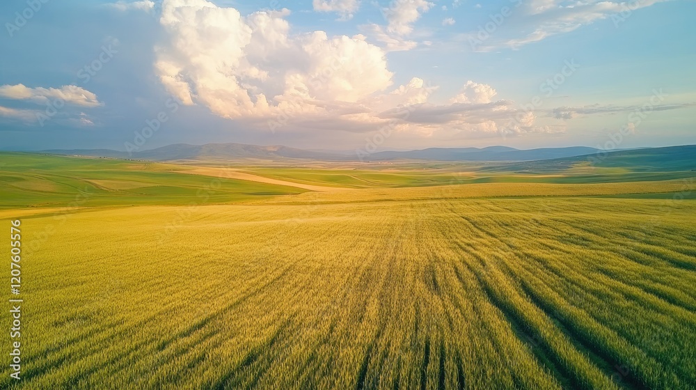 Obraz premium Golden Fields of Abundance: A Serene Landscape