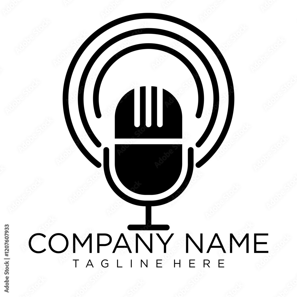 Mic podcast logo icon sound wave technology, vector abstract logo Mic podcast logo icon sound wave technology, vector abstract logo