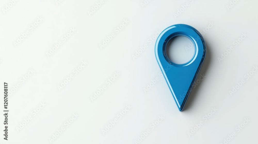 A creative blue map pin icon on a minimalist white background, symbolizing location and navigation in modern technology. A creative blue map pin icon on a minimalist white background, symbolizing location and navigation in modern technology.