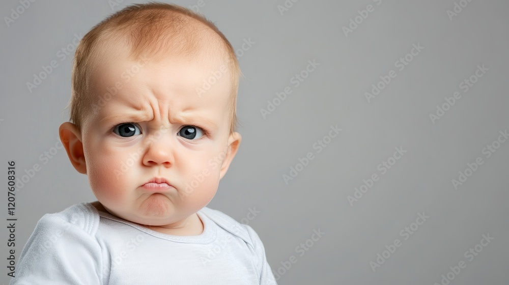 Frowning Baby Portrait: A Close-Up of a Child's Discontent Frowning Baby Portrait: A Close-Up of a Child's Discontent