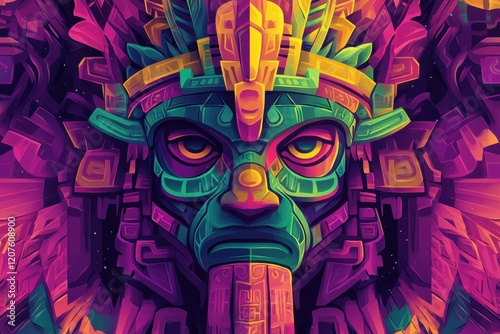 Abstract Digital Art Depicting a Masked Face with Bold Geometric Shapes