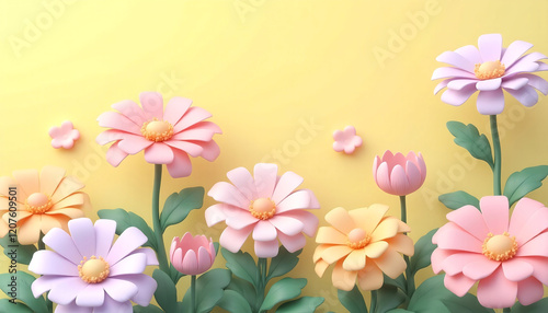 Pastel Paper Flower Garden A Delicate Springtime Illustration