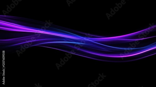 Abstract Purple and Blue Light Waves on Black Background