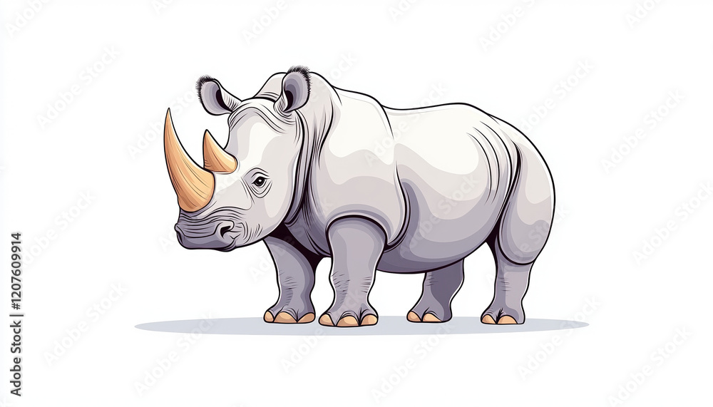 Fototapeta premium detailed illustration of rhinoceros, showcasing its unique features and strong physique. This wild animal represents strength and resilience in nature