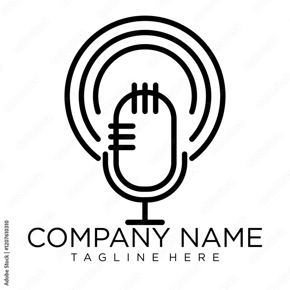 Mic podcast logo icon sound wave technology, vector abstract logo Mic podcast logo icon sound wave technology, vector abstract logo