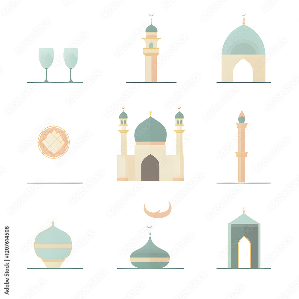 A set of icons a minimalist ramadhan and Eid_Al-Fitr A set of icons a minimalist ramadhan and Eid_Al-Fitr