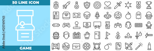 Game Line Editable Icons set