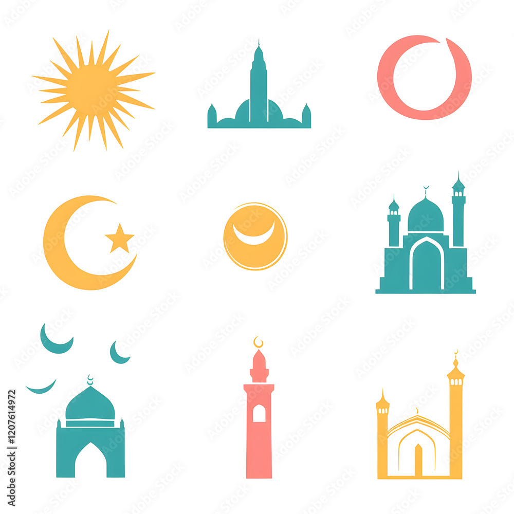 A set of icons a minimalist ramadhan and Eid_Al-Fitr A set of icons a minimalist ramadhan and Eid_Al-Fitr