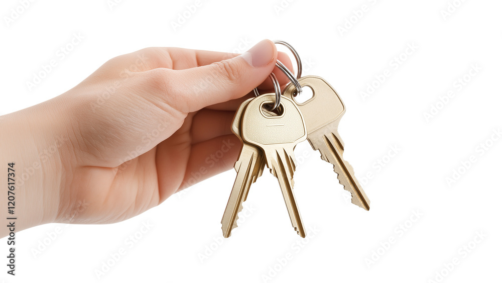 Hand holding house keys, symbolizing real estate and ownership Hand holding house keys, symbolizing real estate and ownership