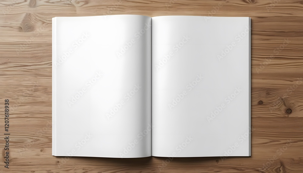 White empty open page magazine mockup or book isolated on wooden background, brochure catalogue prospectus diary paper mockups presentation White empty open page magazine mockup or book isolated on wooden background, brochure catalogue prospectus diary paper mockups presentation