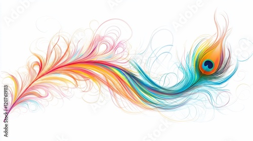 Abstract Colorful Peacock Feather: A Whimsical Design