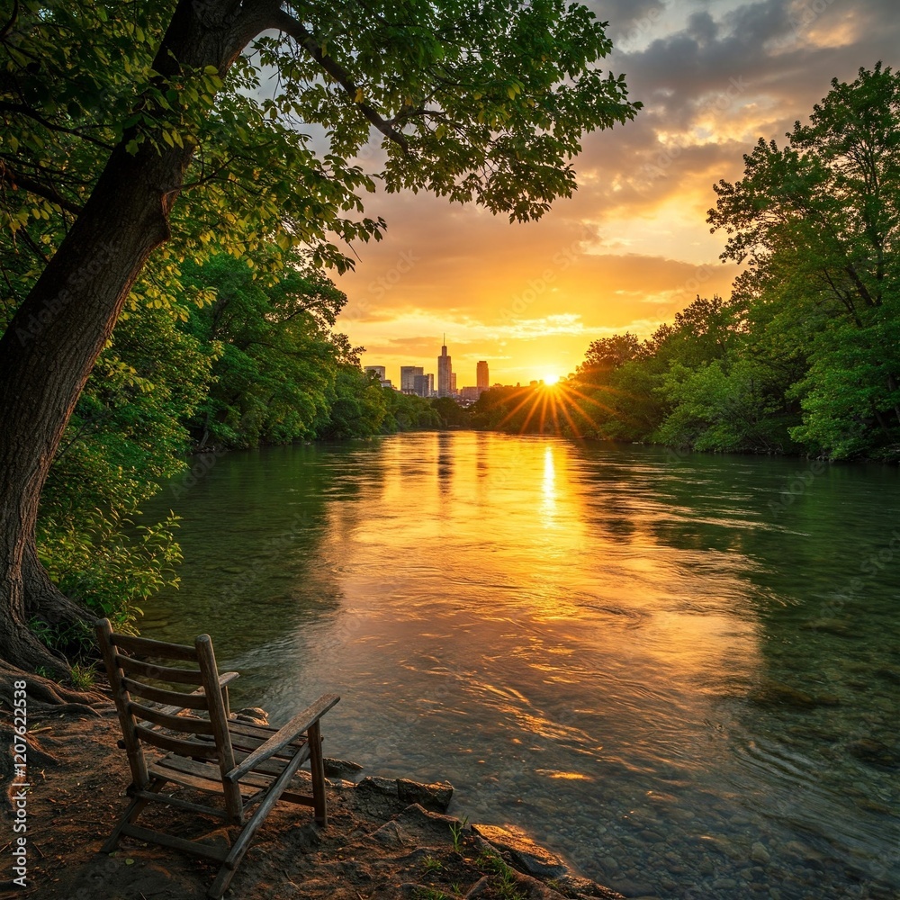 Fototapeta premium sunset on the river