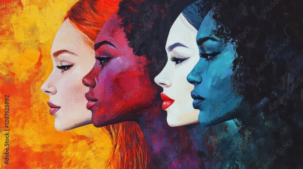 Fototapeta premium Colorful Portraits of Diverse Women