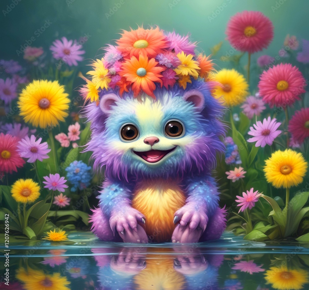 Illustration of fluffy and cute small monster. Illustration of fluffy and cute small monster.