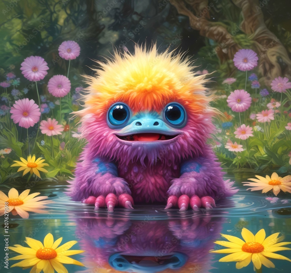 Illustration of fluffy and cute small monster. Illustration of fluffy and cute small monster.