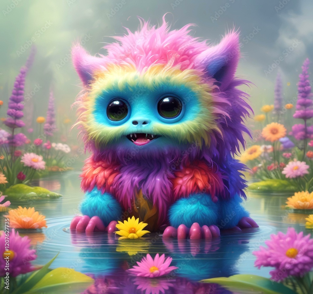 Illustration of fluffy and cute small monster. Illustration of fluffy and cute small monster.