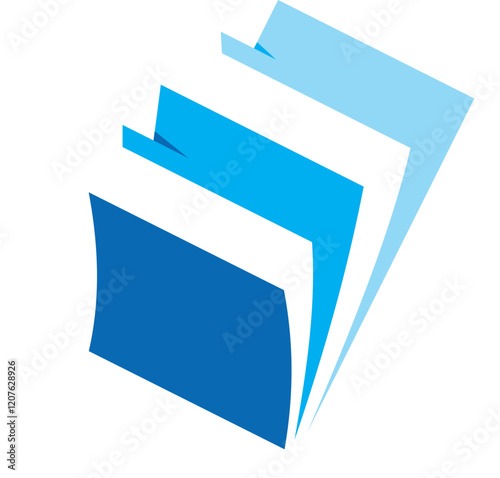 blue folder with a paper document vector logo.