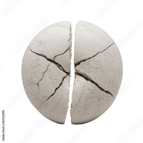 Dividing a single pill in half a transparent background for visual clarity