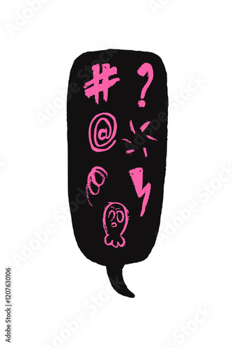 Speech bubble with swear words. Curse crayon doodle text. Bad bulling expression on chat dialog balloon. Social media communication hate Vector pencil drawn illustration