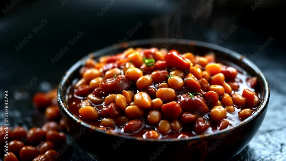 A bowl of baked beans