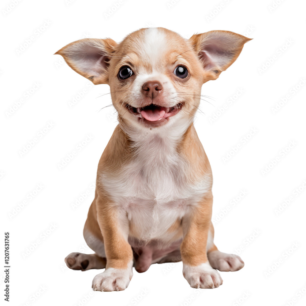 Obraz premium Playful Light Brown Chihuahua Puppy with Expressive Eyes