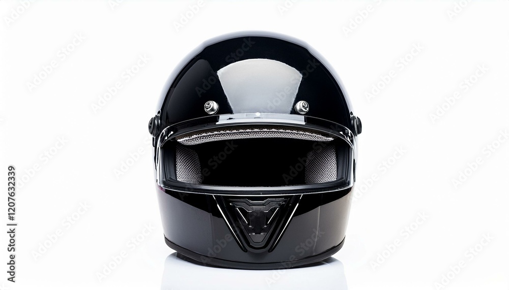 Fototapeta premium Black helmet with stripes isolated on white background. Generated image