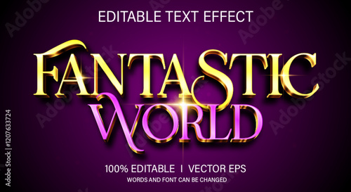 fantastic world 3d vector text effect with modern style design