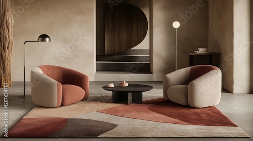 Modern Living Room Interior Design Featuring Two Armchairs