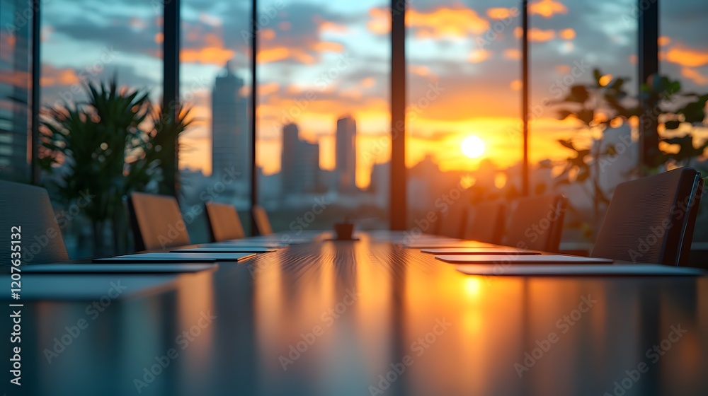 Fototapeta premium Conference table filled with corporate professionals during a lively business meeting,