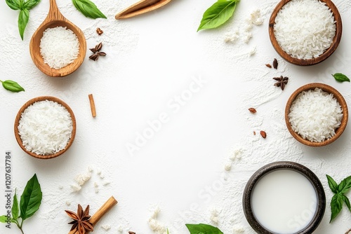 Wallpaper Mural Clean and Elegant White Table Background with Various Ingredients and Herbs for a Spa-inspired Culinary Scene or Recipe Presentation Torontodigital.ca