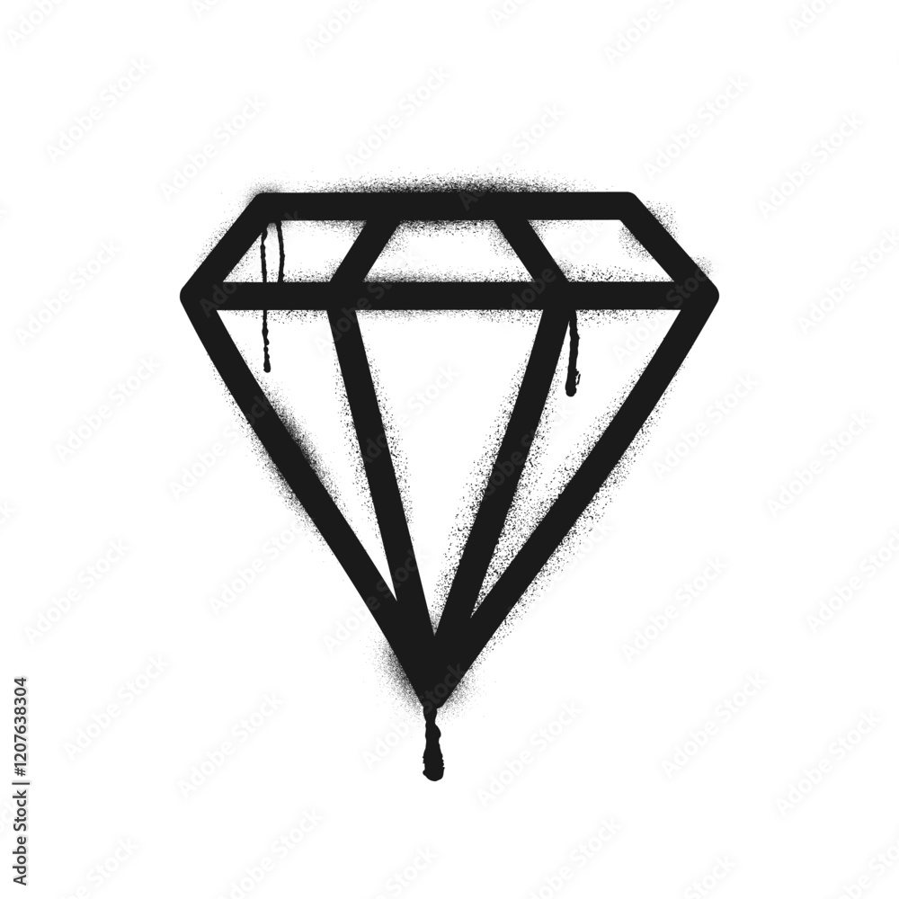 Graffiti drawing diamond symbol. Painted graffiti spray pattern of gem - diamond. Spray paint element. Street art style illustration. Vector. Graffiti drawing diamond symbol. Painted graffiti spray pattern of gem - diamond. Spray paint element. Street art style illustration. Vector.