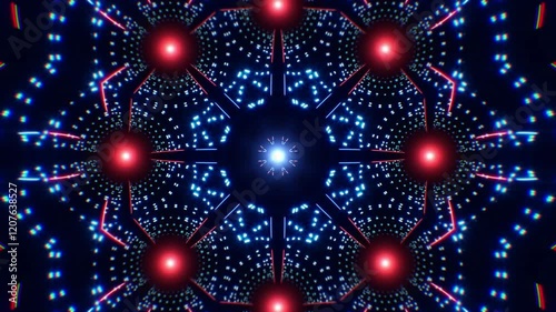 Blue Kaleidoscope with Glow Red Dot