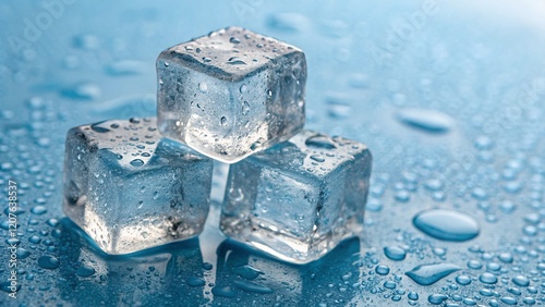 Ice Cubes on Clean Background