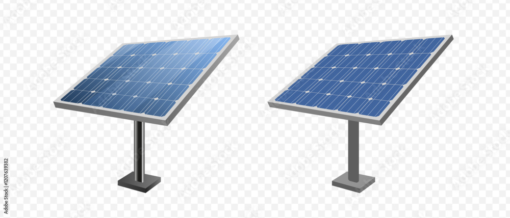 A high-quality realistic isometric solar panels. Home Solar battery panel. Green technology. Clean renewable energy. Eco energy