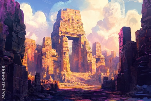 Ancient Stone Gateway in a Desert Landscape