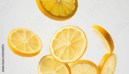Lemon floating in the air