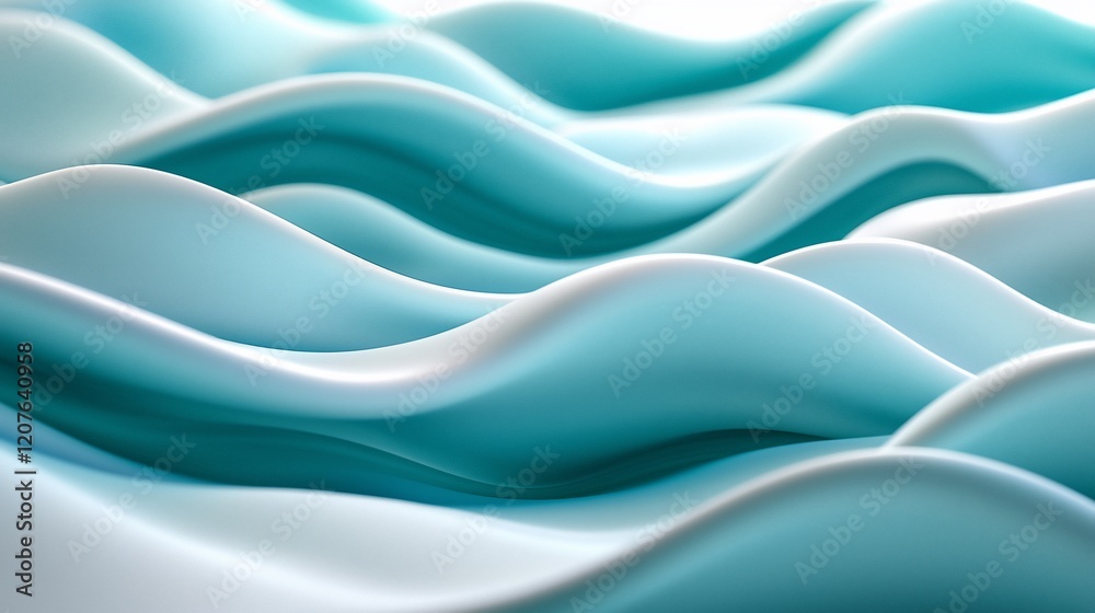 Obraz premium Abstract teal waves, flowing, smooth, seamless texture.