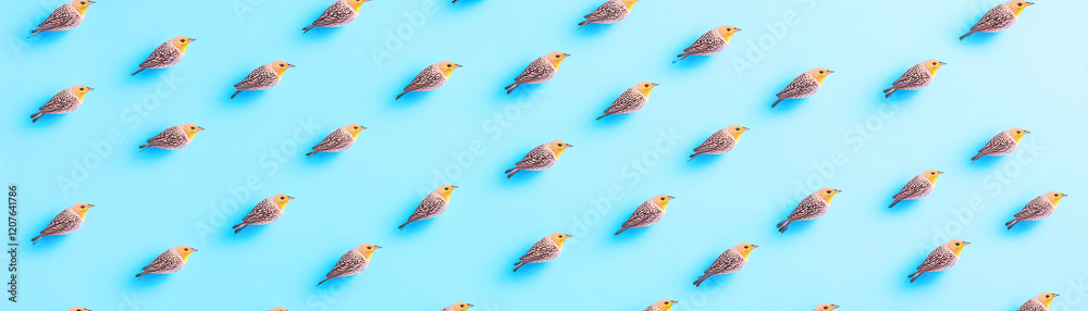 Fototapeta premium A vibrant, aerial view of small figures swimming in a blue pool, creating a dynamic pattern against the bright backdrop.