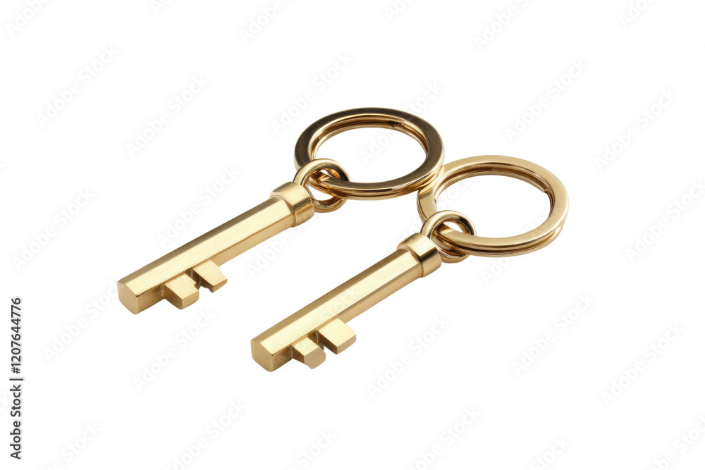 House key pair with metal house shaped keyring isolated on white background. PNG
House key pair with metal house shaped keyring isolated on white background. PNG