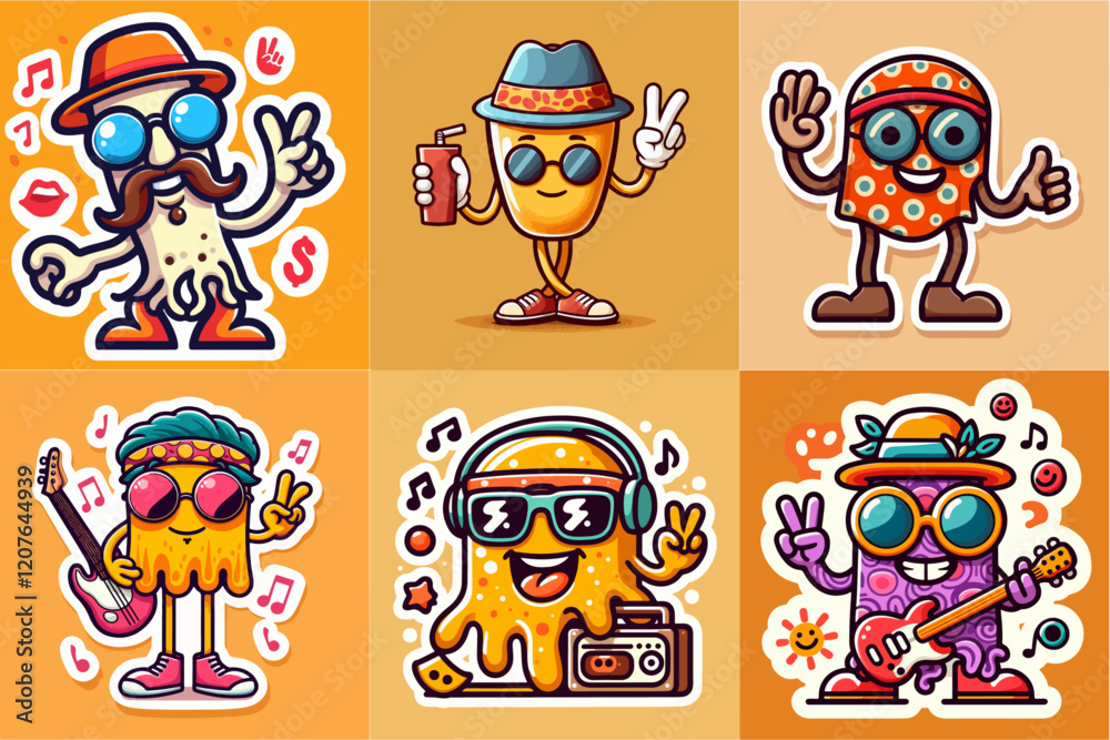Fototapeta premium groovy cartoon characters